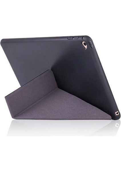 Apple iPad 10.2 2021 (9.Nesil) Kılıf Kalem Bölmeli Tri Folding Smart Standlı Pu Deri Arkası Yumuşak Silikon 360 Tam Koruma Kırmızı