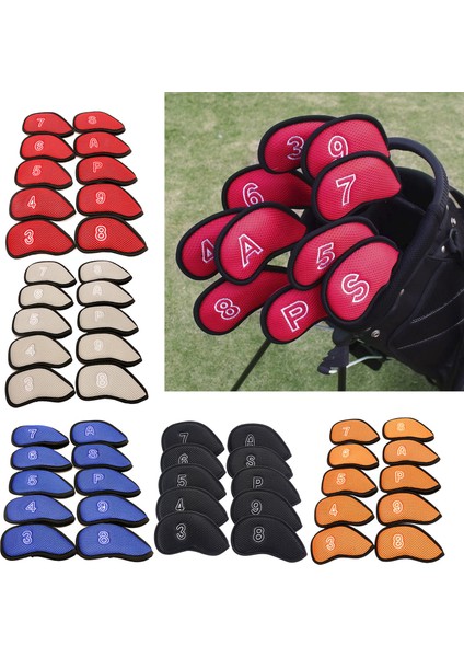 10 Adet / Paket Meshy Golf Demir Kapakları Set Headcover Çoğu Ütü Kırmızı Fit (Yurt Dışından) fiyatları