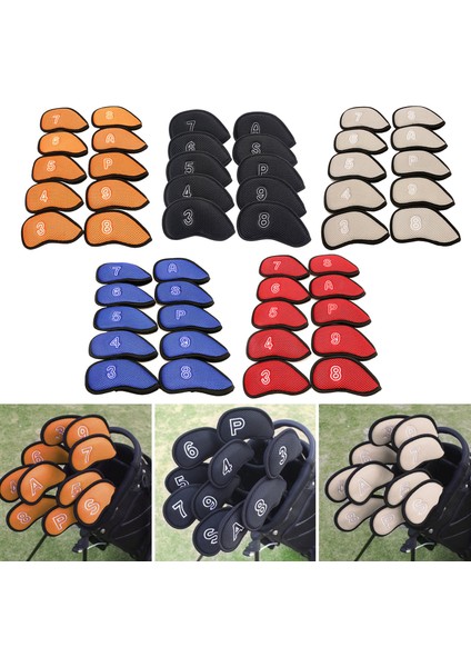 10 Adet / Paket Meshy Golf Demir Kapakları Set Headcover Çoğu Ütü Kırmızı Fit (Yurt Dışından) modelleri