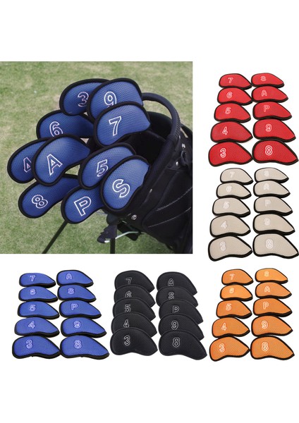 10 Adet / Paket Meshy Golf Demir Kapakları Set Headcover Çoğu Ütü Kırmızı Fit (Yurt Dışından) fırsatları