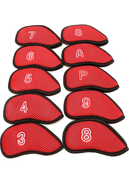 10 Adet / Paket Meshy Golf Demir Kapakları Set Headcover Çoğu Ütü Kırmızı Fit (Yurt Dışından) indirimleri