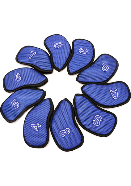 10 Adet / Paket Meshy Golf Demir Kapakları Set Headcover Çoğu Iron Mavi Uygun (Yurt Dışından)