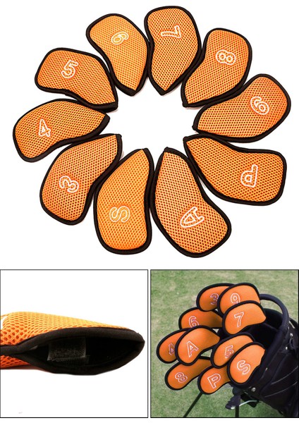 10 Adet / Paket Meshy Golf Demir Kapakları Set Headcover Çoğu Iron Turuncu Uygun (Yurt Dışından) indirimleri