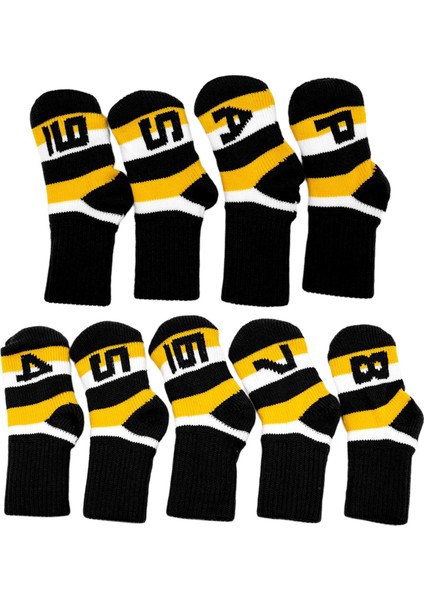 9x Elastik Golf Demir Başkak Ütüler Başkanı Kapak Kalın Örme Takozlar Kılıfı Siyah (Yurt Dışından)