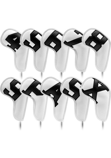 10X Golf Demir Headcover Pu Club Takozları Koruyucu Siyah Beyaz Kapakları (Yurt Dışından) fiyatları