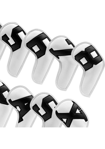 10X Golf Demir Headcover Pu Club Takozları Koruyucu Siyah Beyaz Kapakları (Yurt Dışından) modelleri