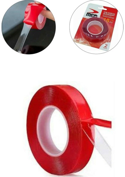 Silikonlu Çift Taraflı Montaj Bandı 18MM x 2m