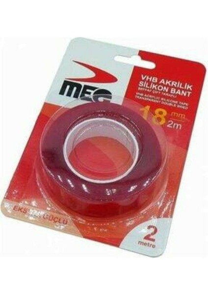 Silikonlu Çift Taraflı Montaj Bandı 18MM x 2m
