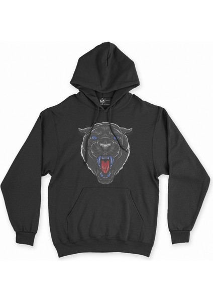 Cix Mavi Gözlü Panter Siyah Kapşonlu Sweatshirt Hoodie
