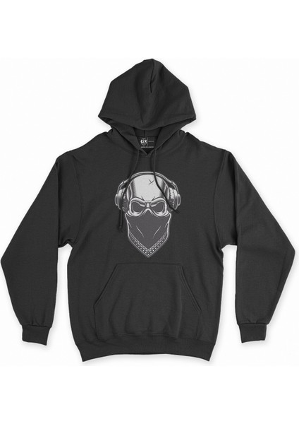 Cix Kulaklıklı Kuru Kafa Siyah Kapşonlu Sweatshirt Hoodie