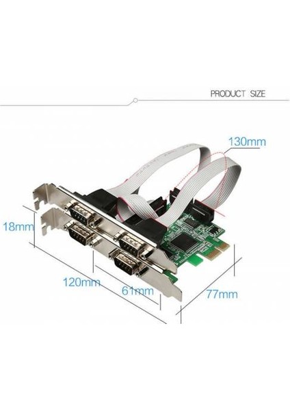 Pcı-E Pcı Express 4 Port RS232 9pin Com Db9 Seri Pci-Exp 4 Port RS232