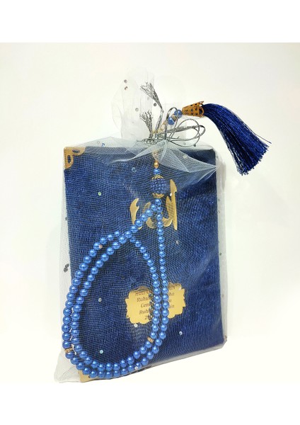 Inci Tesbihli Keseli Kadife Yasin 10 Adet Set - Lacivert