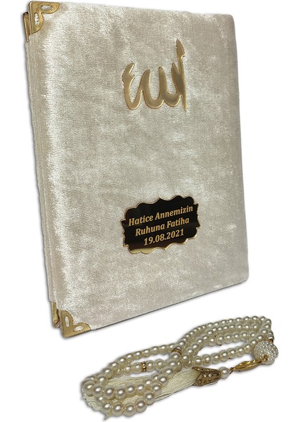 Inci Tesbihli Kutulu Kadife Yasin 10 Adet Set - Krem modelleri