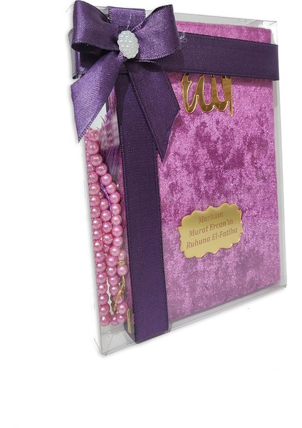 Inci Tesbihli Kutulu Kadife Yasin 10 Adet Set - Bordo