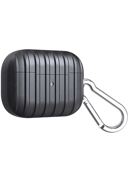 Apple Airpods Pro Kılıf Şerit Desenli Toz Tutmayan Airbag 21 Siyah