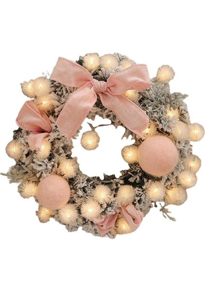 Asılı Çelenk 30 LED Işıkları Dekorasyon Tema Parti Penceresi Için 11.8 Inç Çelenkler Ev - Pembe (Yurt Dışından)