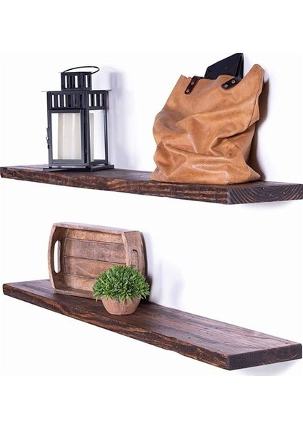 Ikili Masif Ahşap Gizli Vidalı Uçan Raf - 2 x 40 cm