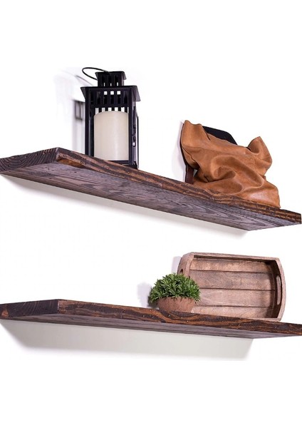 Ikili Masif Ahşap Gizli Vidalı Uçan Raf - 2 x 40 cm