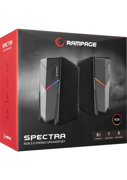 Rms-X7 Spectra Bluetooth Fmli Rgb Işıklı Multimedia Gaming Oyuncu 2.0 Speaker