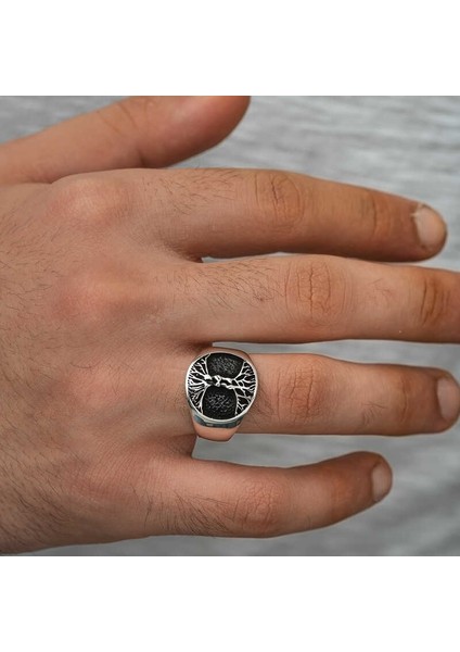 Gümüş Hayat Ağacı Erkek Yüzük modelleri