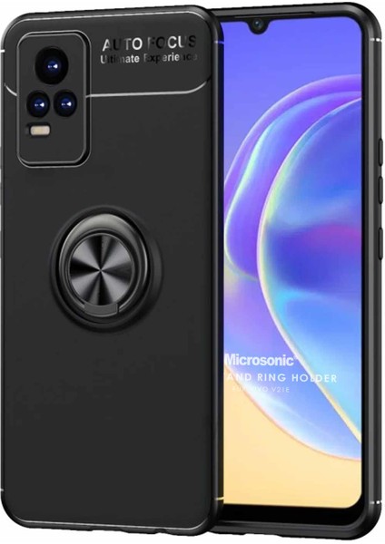 Vivo V21E Kılıf Kickstand Ring Holder Siyah