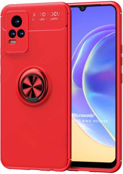 Vivo V21E Kılıf Kickstand Ring Holder Kırmızı