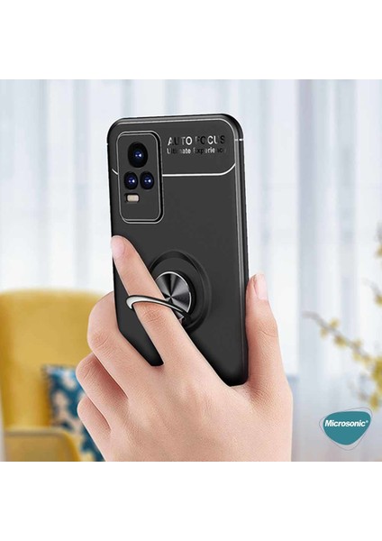 Vivo V21E Kılıf Kickstand Ring Holder Kırmızı modelleri