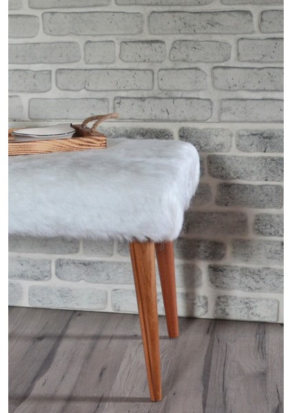 Retro Bench Puf Beyaz Peluş modelleri