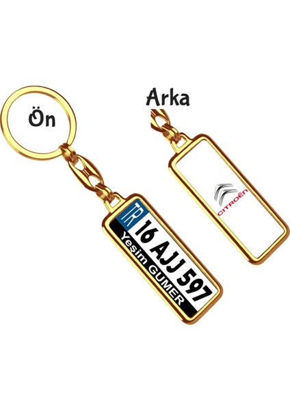 Armağan Zengini Kişiye Özel Plaka Metal Anahtarlık | Citroen Metalik Logo