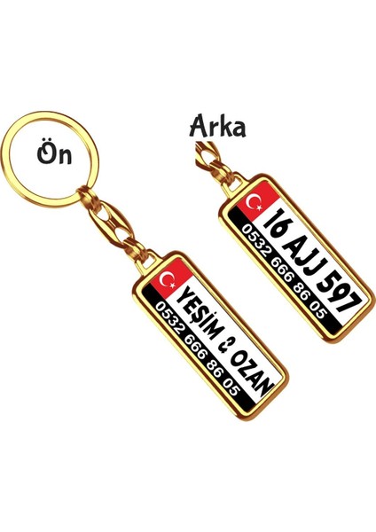 Armağan Zengini Kişiye Özel Ay Yıldız 2 Tasarım Anahtarlık Plaka Anahtarlık