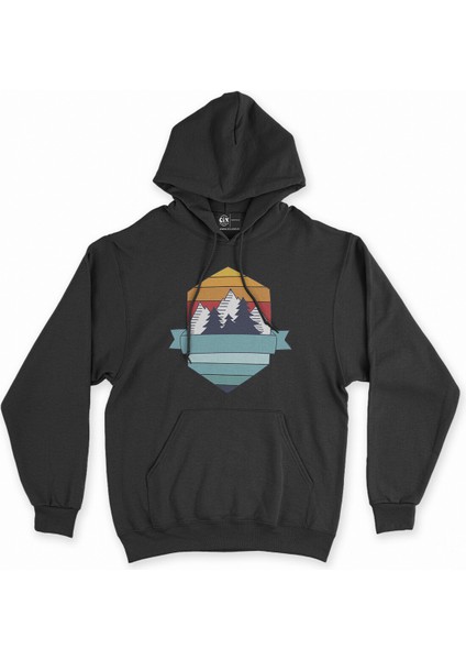 Cix Kamp Amblemi Siyah Kapşonlu Sweatshirt Hoodie