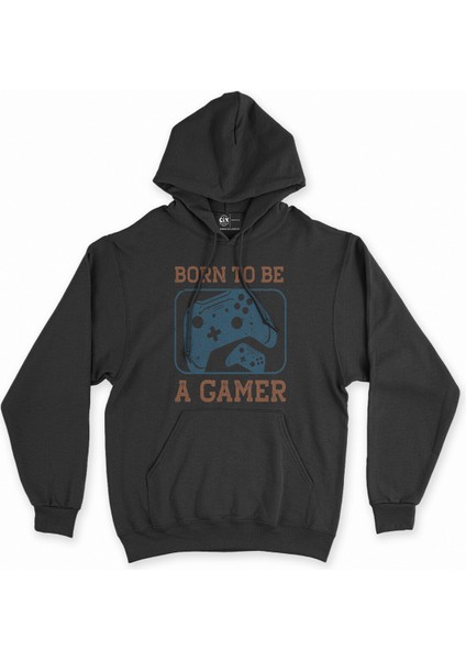 Cix Mavi Born To Be A Gamer Siyah Kapşonlu Sweatshirt Hoodie