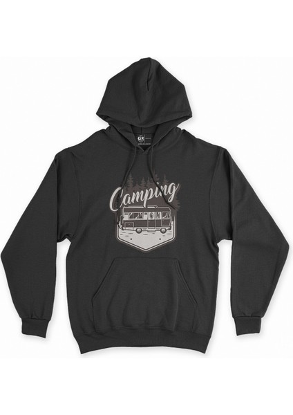 Cix Camping Caravan Siyah Kapşonlu Sweatshirt Hoodie