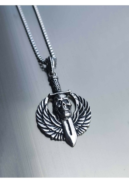The Collection erkek Antik Kanatlı Kurukafa Kılıç Kolye fiyatları