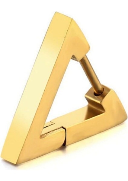 Unisex Gold Triagle Titanyum Üçgen Çelik Küpe