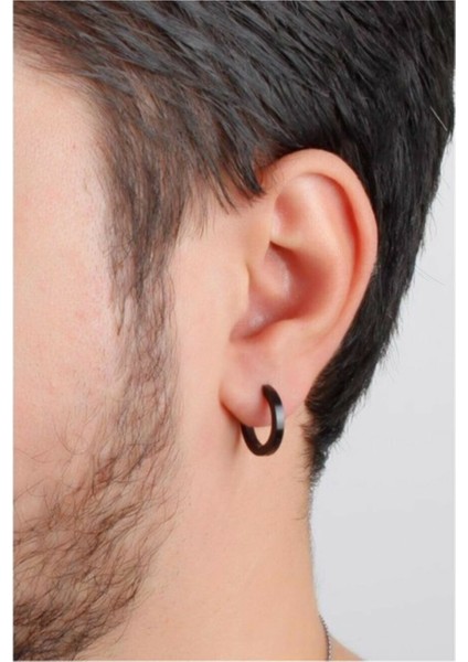 Unisex Cerrahi Çelik Siyah Renk 12 mm Halka Küpe fiyatları