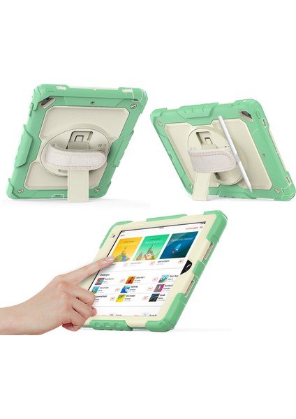 iPad 2017/2018 9.7" Strap,kalemlikli,ekran Korumalı Tablet Kılıfı Darbeyi Savar Askılı 360° Kılıf modelleri