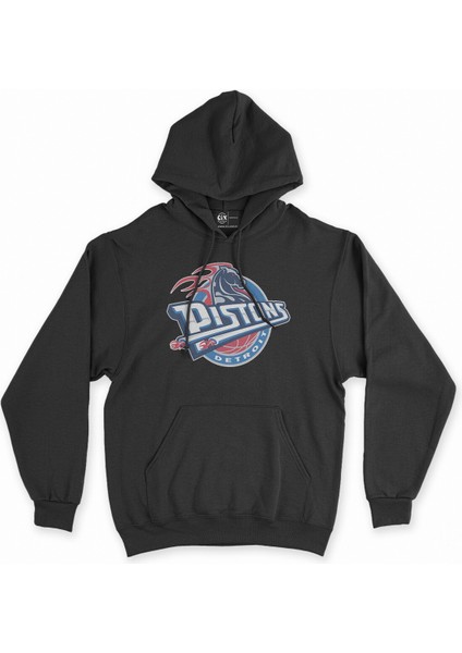 Cix Detroit Pistons Logolu Siyah Kapşonlu Sweatshirt Hoodie