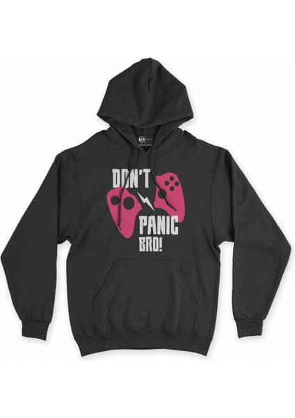 Cix Pembe Don't Panic Bro Siyah Kapşonlu Sweatshirt Hoodie