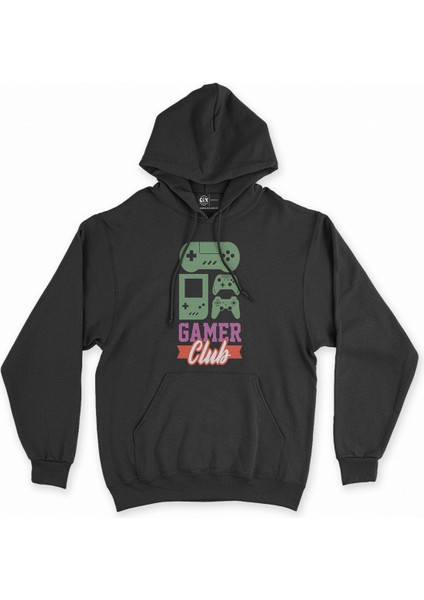 Cix Pembe Gamer Club Siyah Kapşonlu Sweatshirt Hoodie