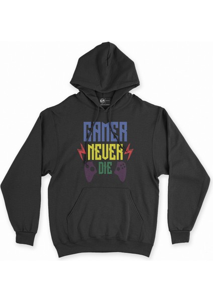 Cix Mavii Gamer Never Die Siyah Kapşonlu Sweatshirt Hoodie