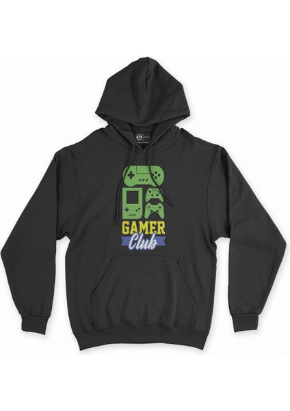 Cix Mavi Gamer Club Siyah Kapşonlu Sweatshirt Hoodie