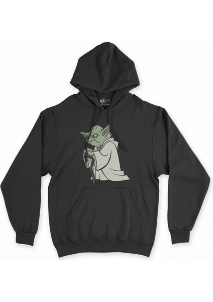 Cix Star Wars Yoda Siyah Kapşonlu Sweatshirt Hoodie