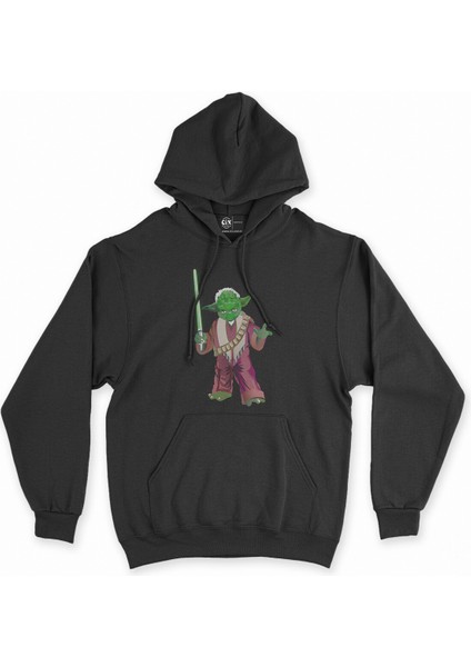 Cix Star Wars Jedi Yoda Siyah Kapşonlu Sweatshirt Hoodie