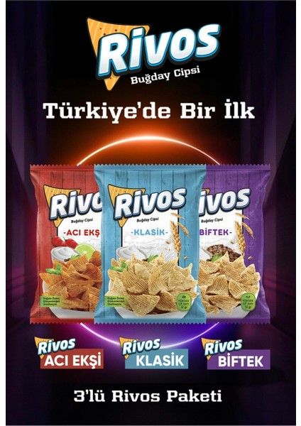 Rivos Buğday Cipsi 3lü Efsane Lezzeti