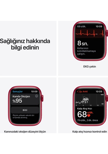 Watch Seri 7 Gps, 45MM Kırmızı Alüminyum Kasa ve Kırmızı Spor Kordon - Regular MKN93TU/A