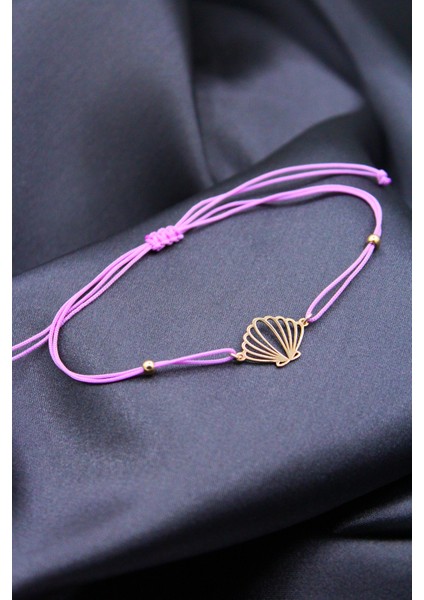 925 Ayar Gümüş Rose Istiridye Lila Makrome Bileklik