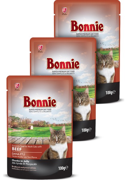 Pouch Yetişkin Kedi Maması - Dana Etli - 3 Adet