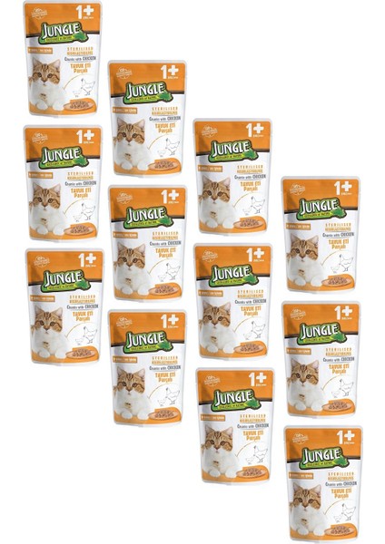 Pouch Kısırlaştırılmış Gravy Soslu Tavuklu Yaş Kedi Maması 100 gr 12 Adet