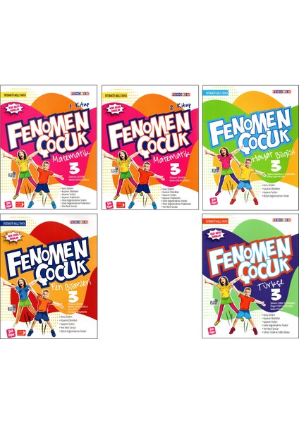 Fenomen Çocuk 3. Sınıf Set Matematik 2 Kitap+Türkçe+Fen+Hayat Bilgisi 5 Kitap